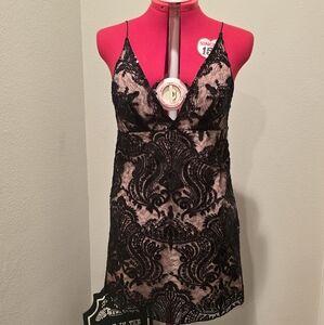 Free People Night Out Sequins Mini Dress, Black